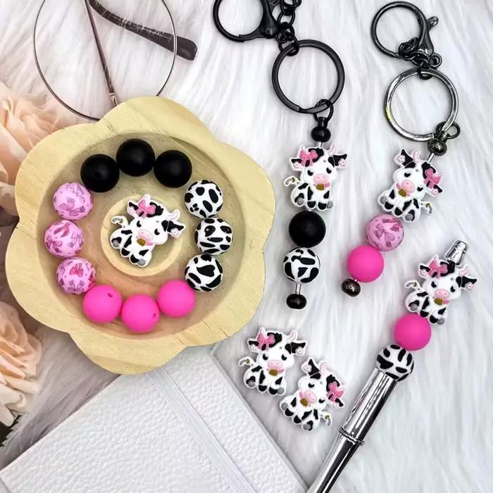 Sada silikónových korálikov série Cow Spot