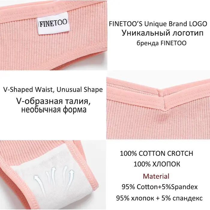 FINETOO 3/5 kusov bavlnené brazílske nohavičky pre ženy Sexy V-pás t-back spodná bielizeň