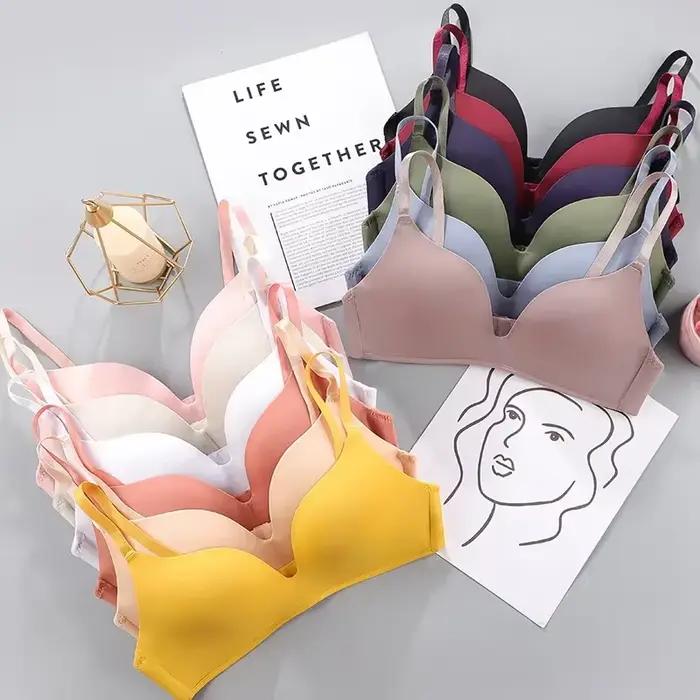 Femmes soutien-gorge sans couture Sexy sans fil Push Up sous-vêtements filles étudiants respirant mince 10 couleurs soutiens-gorge femme soutien-gorge respirant froncé