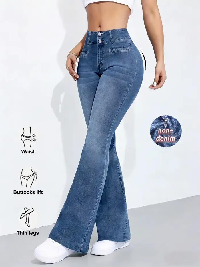 Leggings évasés décontractés en polyester et élasthanne pour femmes, coupe slim, haute élasticité, confort tout au long de la journée, idéal pour les journées de travail et les sorties estivales