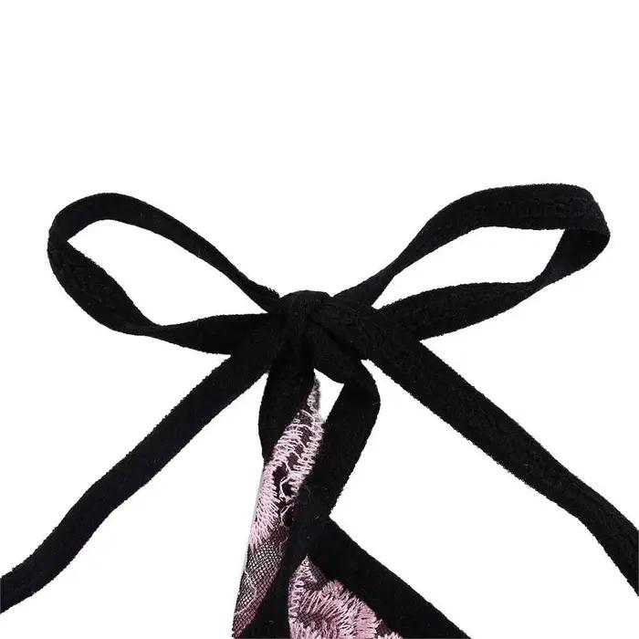 Culotte string courte en coton et polyestère avec dentelle florale pour femmes élégance et confort occasions spéciales