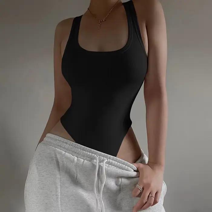 Body en tricot sans manches pour femmes, Sexy, moulant, épaules dénudées, col licou, décontracté, corsage de rue, ClubWear, été, 2025