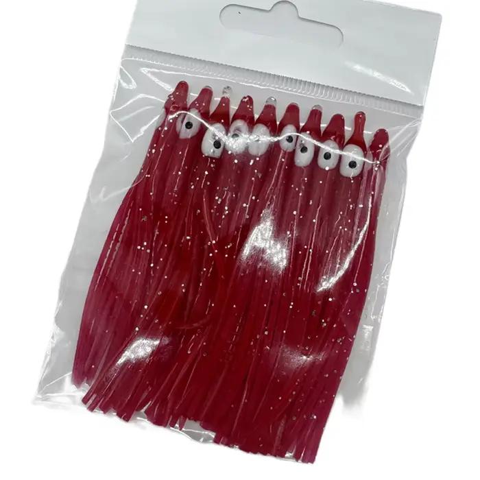 5 sacs * 7.5 cm lumineux PVC poulpe calmar jupes gabarit aiguille pêche à la traîne leurre pour l'eau salée pour la pêche en rivière et au lac