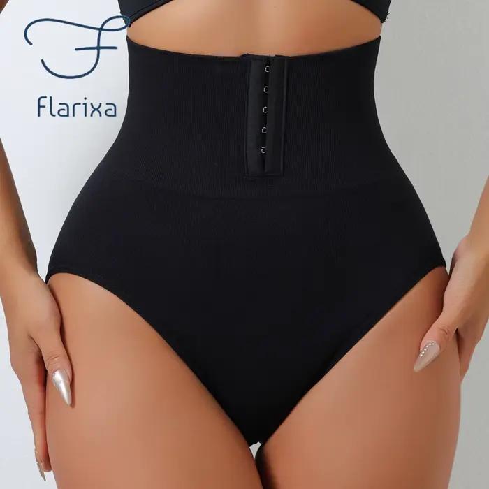 Flarixa taille haute sans couture culotte ventre plat façonnage slips femmes boutonnage ventre bout à bout pantalon sous-vêtements amincissants
