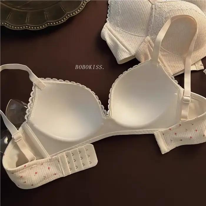Sweet Girls – Bralette sexy en dentelle avec nœud, soutien-gorge push-up rembourré sans fil, en coton, anti-affaissement, confortable, respirant, lingerie intime pour femmes