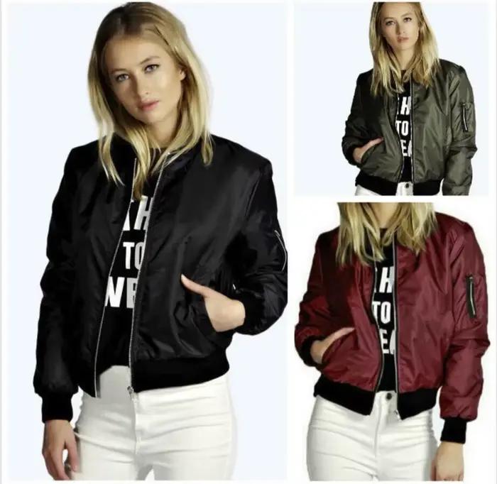 Jesenné nové krátke bundy pre ženy Vintage high street okrúhly golier Bomber žena móda zips dlhé rukávy