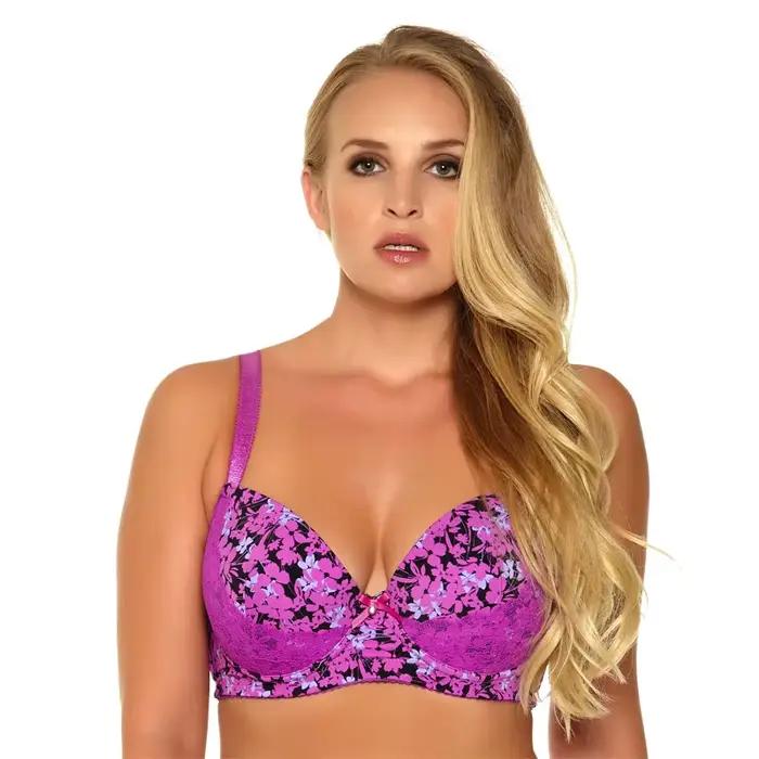 Soutien-gorge pour femmes, sous-vêtements, grande poitrine, Push Up, Sexy, dentelle, imprimé, Lingerie, coupe 3/4, grande taille 32-46, D-DD-DDD-E-F-G