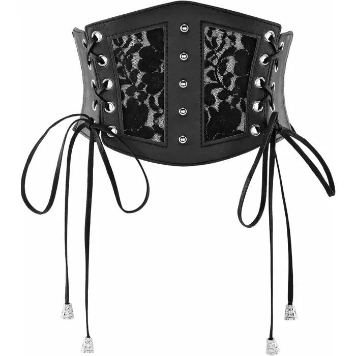 Ceinture Corset artificiel astique à Lacets pour Femme, Vêtement à Taille Large, Costume Gothique