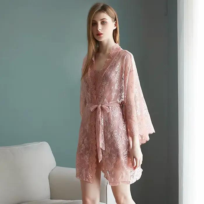 Nouveau fronde chemises de nuit vêtements de nuit deux pièces ensemble Sexy dos tenue de nuit femmes nuisette vêtements de nuit robes printemps été robe de nuit