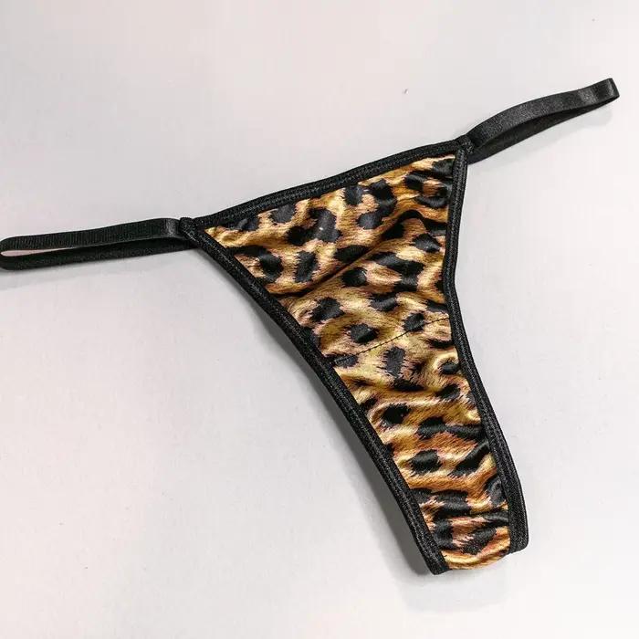 Ensemble de Lingerie Sexy en dentelle imprimée léopard sauvage pour femmes, ensemble trois pièces confortable, soutien-gorge et culotte, vêtements exotiques