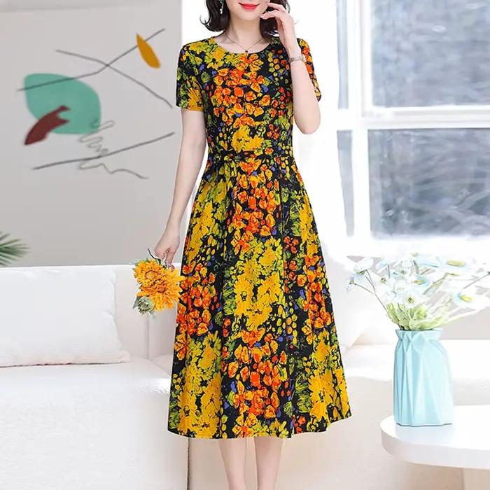 Robe viscosée bohème imprimée avec écharpes pour femmes grandes tailles occasions spéciales