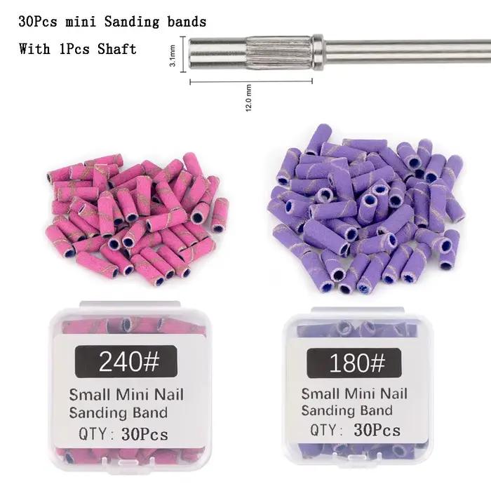 30 ks 3, 1 mm Mini brúsne pásiky na nechty s driekom 3/32" vrtáky na
