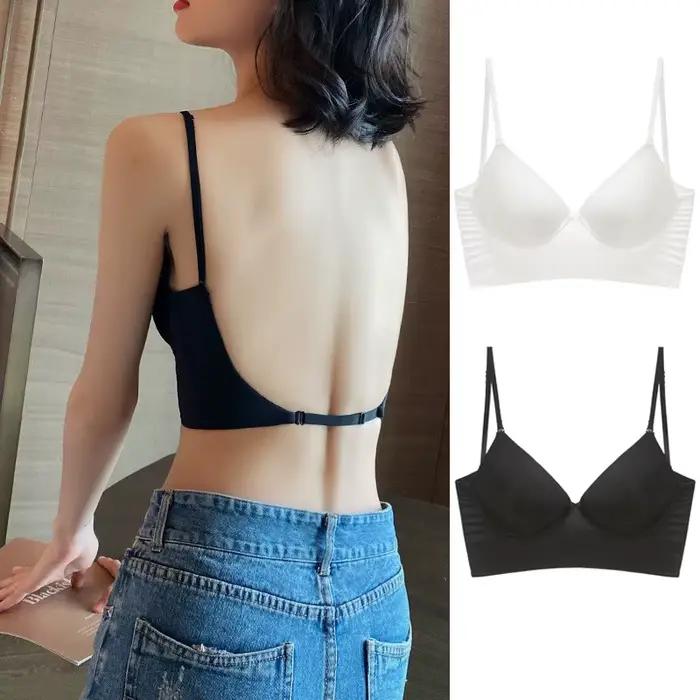 Soutien-gorge dos nu sexy pour femmes décolleté en V profond sous-vêtements intimes respirants bralette dos bas invisible occassions spéciales