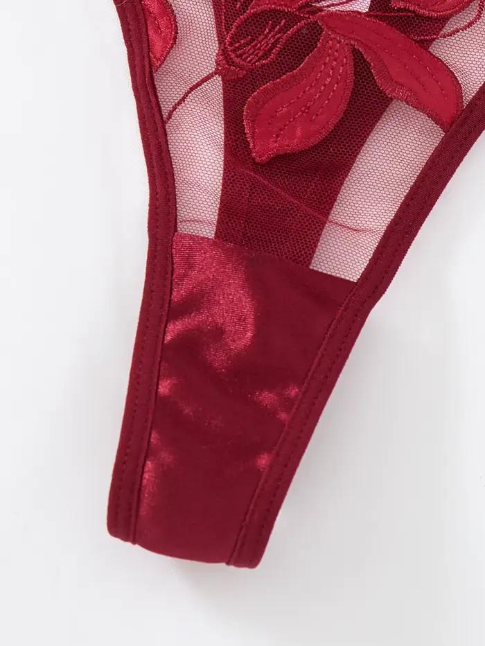 Ensemble de Lingerie en dentelle transparente, deux pièces, motif Floral exquis, soutien-gorge ultra-fin, slip, solide, exotique, pour dames, 23171A