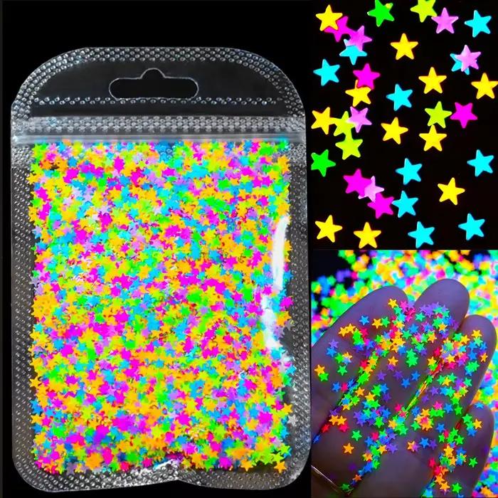 10g neónová hviezda/mesiac/tráva fluorescenčné nechty trblietky farebné hviezdicový dizajn