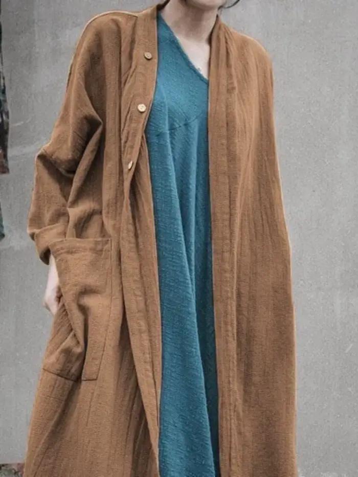 Dlhé voľné oversized cardigan sako s vreckami