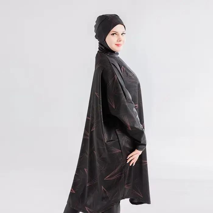 Abaya-Burkini s rukávmi pre ženy, veľká veľkosť, skromný, hidžáb