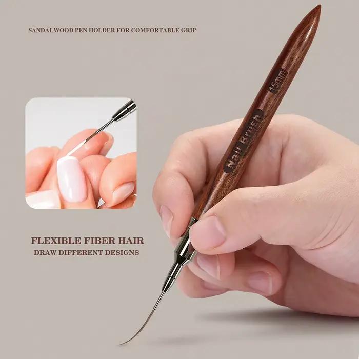 Kefka na nechty s drevenou rukoväťou Gel Nail Art Liner DIY maľovanie kreslenie čiar pruhov kvetov pero 4/8/12/15/25 mm nástroj na manikúru v salóne