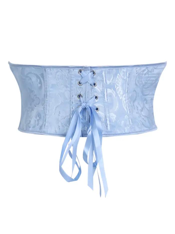 Corset sous-poitrine pour femme, style baroque, jacquard floral, satin, boucle avant, laçage arrière, cincher de taille gothique victorien
