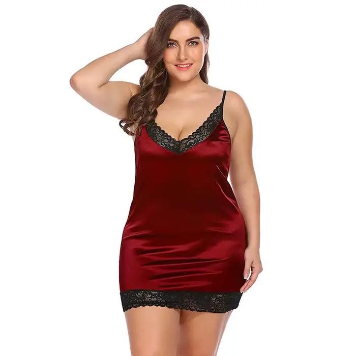 2020 mode vêtements d'été pour les femmes Sexy pure sans manches Lingerie chemises de nuit Homewear élégant dentelle Satin chemise de nuit vêtements de nuit
