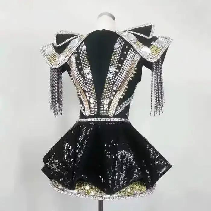 Krištáľový body catsuit s kamienkami pre tanečníkov