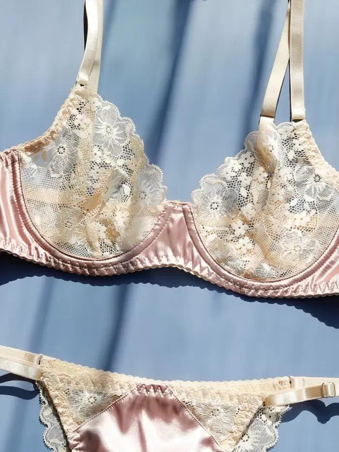 Femmes mode dentelle Patchwork Lingerie grand sein soutien-gorge taille basse string ensemble de sous-vêtements Sexy dentelle contraste couleur Lingerie pour les femmes