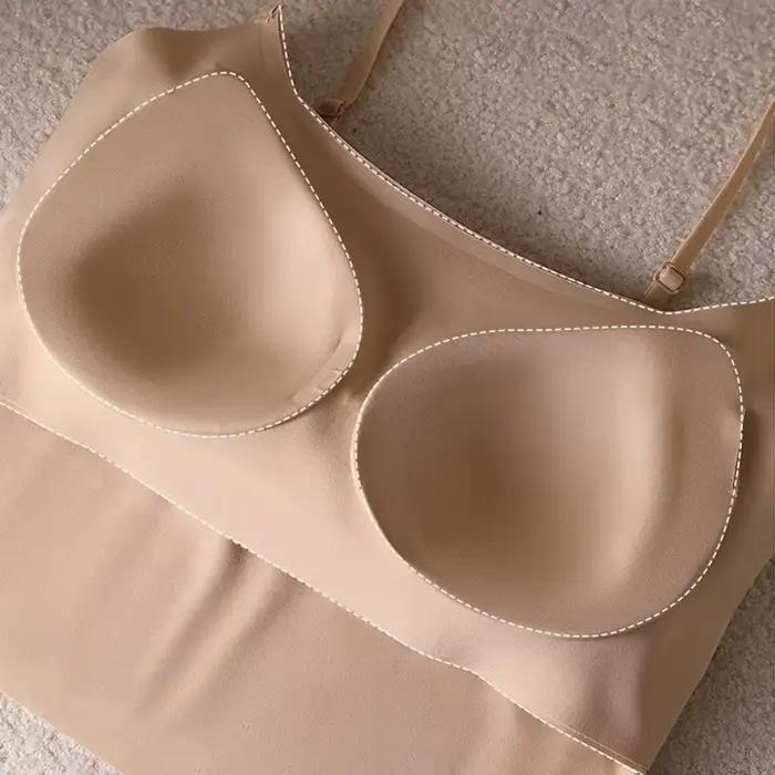 Soutien-gorge sans couture nude dos nu pour femme, avec bonnets rembourrés, coupe ajustée, fines bretelles, lingerie push-up de haute qualité, lingerie intime