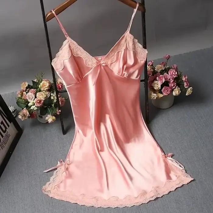 Sexy čipkovaná patchworková camisola lingerie nočná košeľa svadobné šaty z hodvábu nočné oblečenie