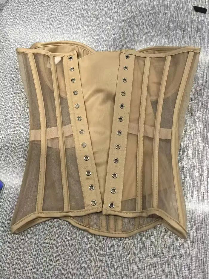 Corset fantaisie pour femmes, Bustier avec grandes bonnets, Push Up, poitrine, corsage désossé, sans bretelles, hauts en maille transparente pour mariage