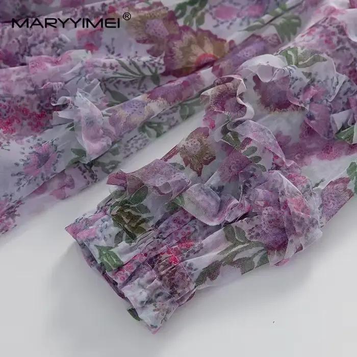 MARYYIMEI jarné letné šaty pre ženy s dlhými rukávmi