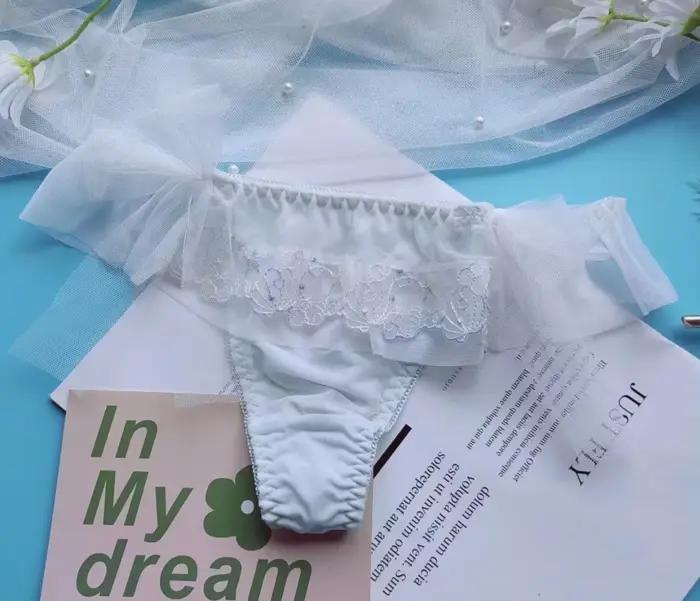 Culotte à volants en dentelle brodée, culotte tanga, sous-vêtements mignons, Lolita Kawaii, princesse, patients M L, 2024 vraies photos, nouveau, 100%