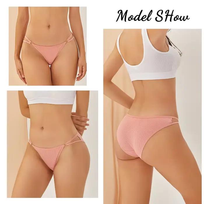 3 kusy dámske nohavičky priedušná spodná bielizeň Sexy Lingerie pohodlné pruhované bavlnené slipy módne