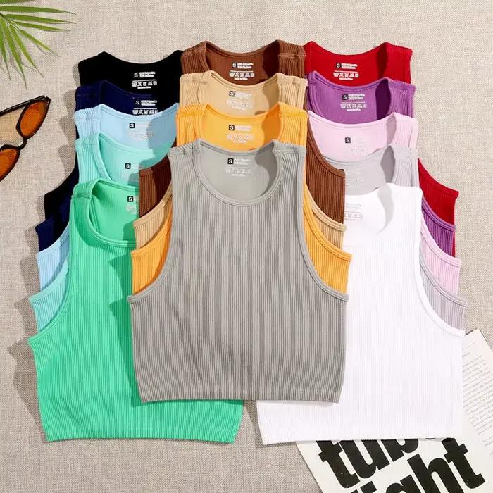 Haut court pour femmes en spandex et polyester monochrome sans coutures pour streetwear élégant et confortable occasions spéciales