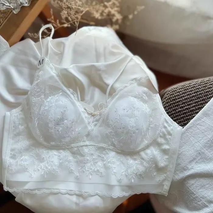 Soutien-gorge littérature tridimensionnelle, corset en os de poisson en dentelle sexy, poitrine élargie avec anneau en acier, bralette demi-tasse 3/4, sous-vêtements