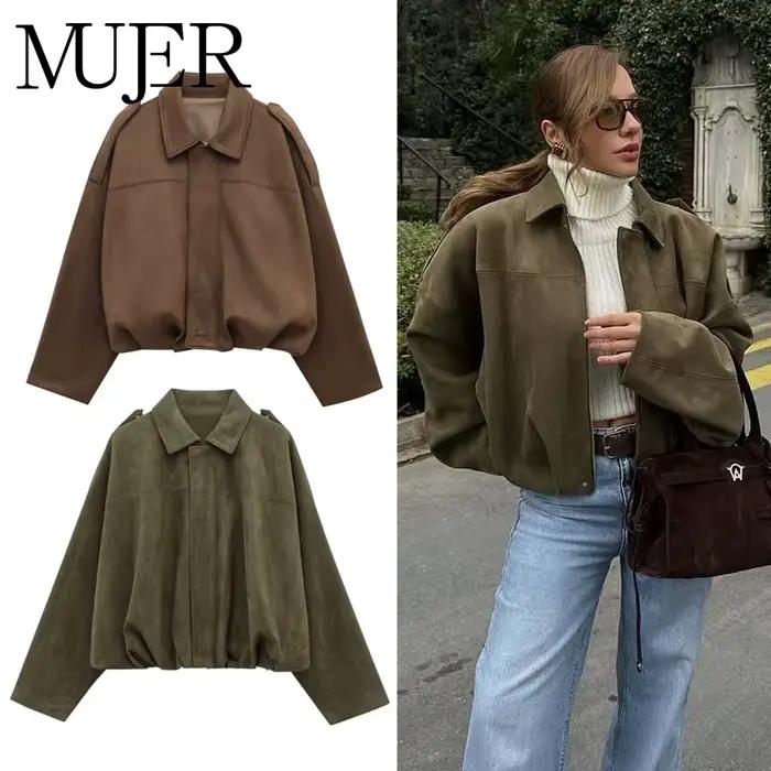 MUJER 2025 Dámska semišová bomber bunda