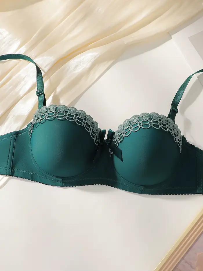 Dámska podprsenka s kosticami push up elegantná mašľa kvety čipka volániky pohodlná na spanie každodenná mäkká podpora domácnosť