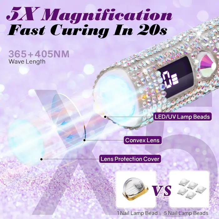 Mini LED UV lampa na nechty s diamantmi