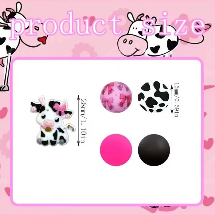 Sada silikónových korálikov série Cow Spot