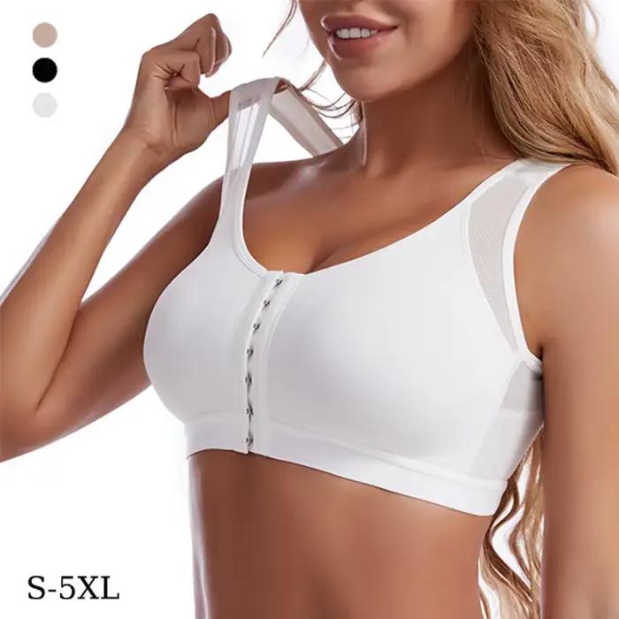 Soutien-gorge correcteur de posture à fermeture avant S-5XL pour femme, push-up, dos croisé, antichoc, soutien sportif, fitness