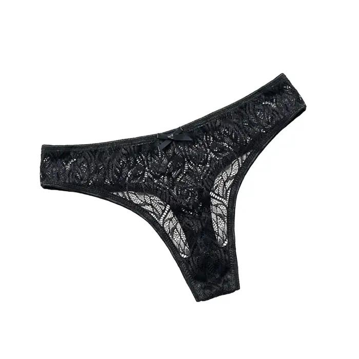 Culotte en patchwork de dentelle basse pour femme, taille string, lingerie sexy, solide, grande taille