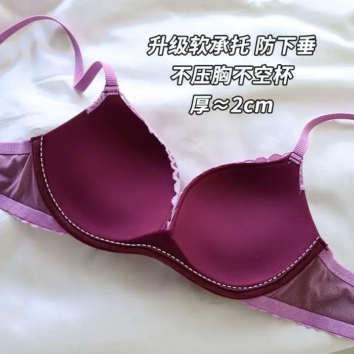 Soutien-gorge push-up ajustable sans armatures pour femme, en dentelle française violette à imprimé léopard, lingerie sexy sans couture