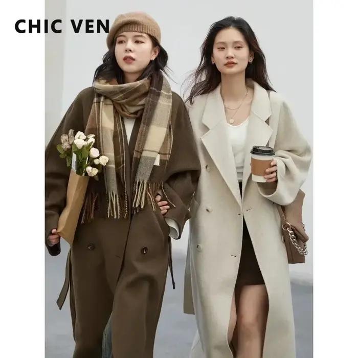 CHIC VEN – Dlhé dvojvrstvové vlnené kabáty pre ženy