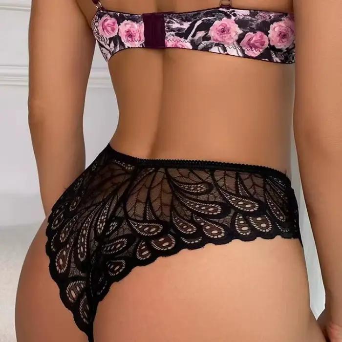 Sexy čipkované priesvitné nohavičky pre ženy, pevná spodná bielizeň, intímne