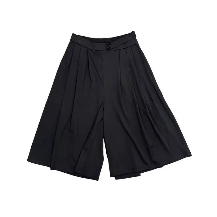 Femmes été Shorts jupes noir ample jambe large dame genou longueur taille haute décontractée Culotte grande taille 7XL 9XLFfemme demi-pantalon