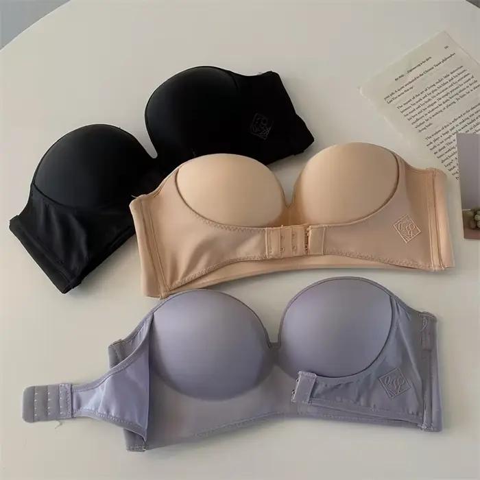 Soutien-gorge sans bretelles à fermeture frontale pour femme, sous-vêtements invisibles, Sexy, Push Up, une pièce, sans fil