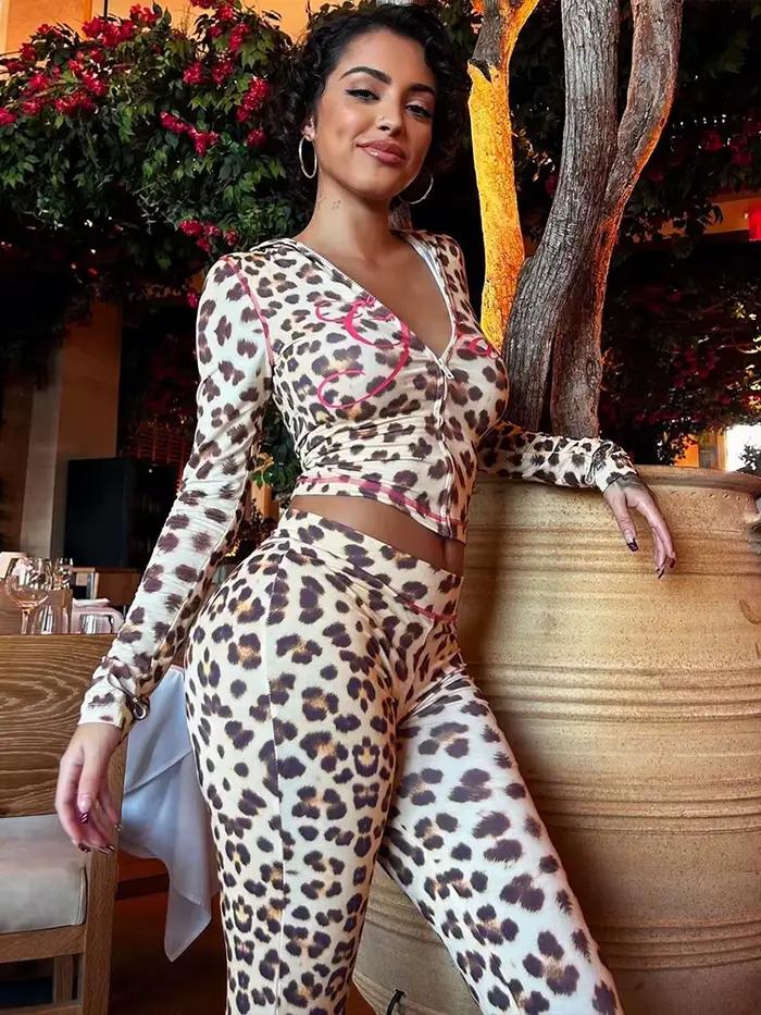 Sisterlinda letné uvoľnenie Junior dĺžka po členky vysoká ulica mlieko vlákno nohavice kostým K24S50103 dievča leopard farba