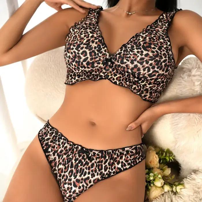 Ensemble de Lingerie imprimé léopard pour femmes, gilet confortable d'été, sous-vêtements polyvalents, Sexy et élégant, Bikini de plage pour vacances, 2025