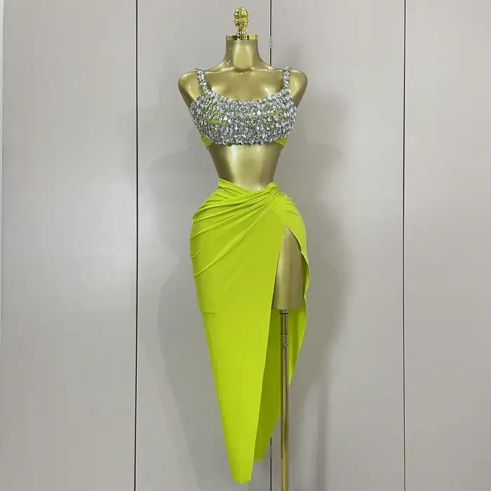 Dvojdielny sexy set s trblietavými kryštálovými diamantmi pre ženy