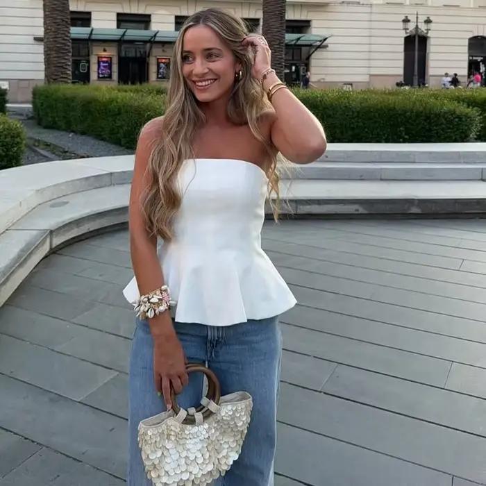 Débardeur bustier KONDALA pour femmes, style sexy et club, polyester résistant, printemps été, fermetures éclair, coupe moderne, occasions spéciales