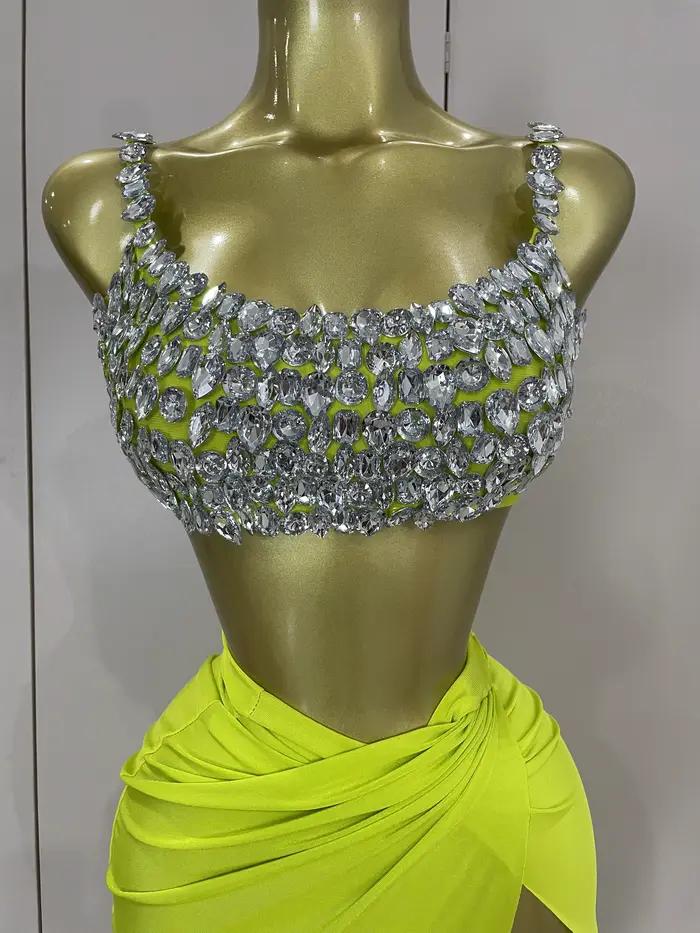 Dvojdielny sexy set s trblietavými kryštálovými diamantmi pre ženy